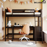Bellemave® Twin Size Loft Bed with Shelves and Desk - Bellemave